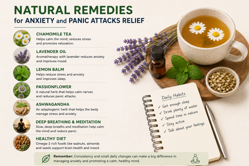 Natural remedies for anxiety and panic attacks relief.