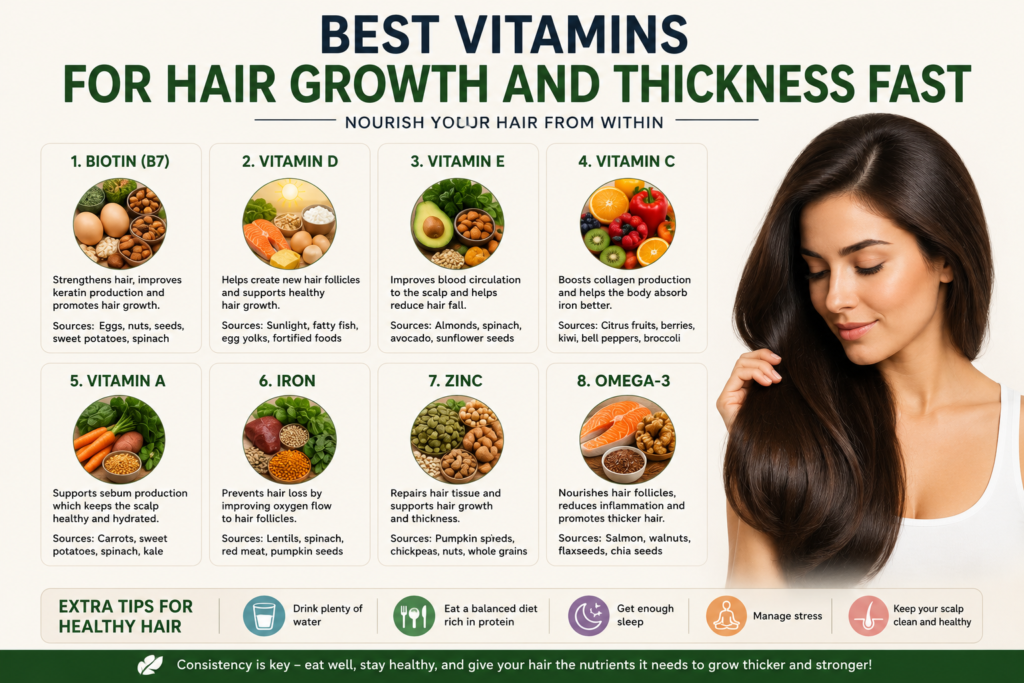 Best vitamins for hair growth and thickness fast.