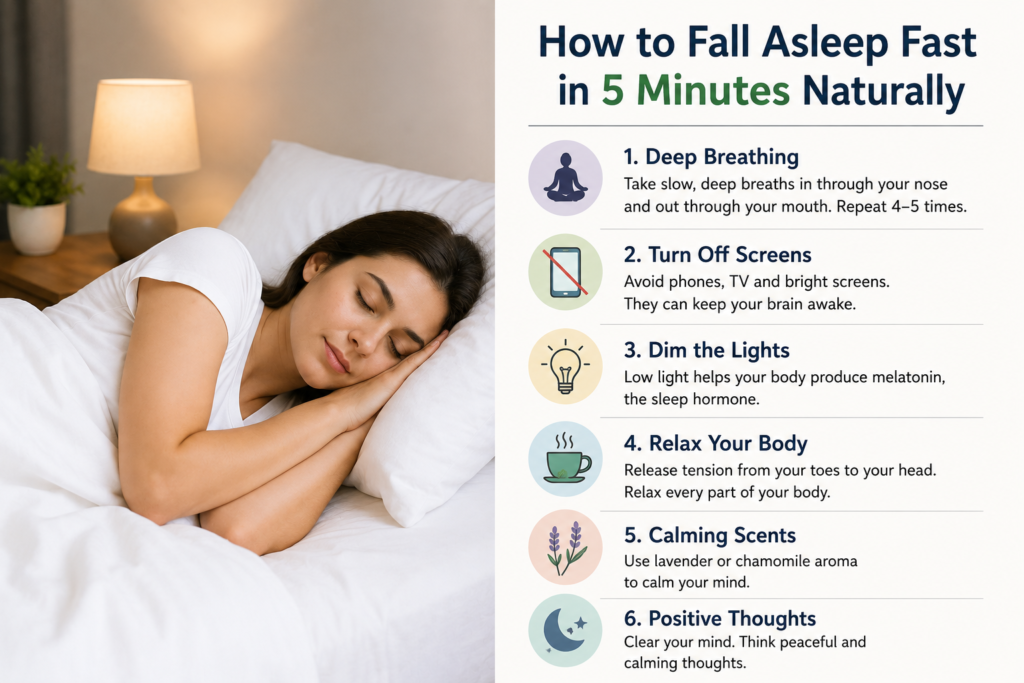 How to fall asleep fast in 5 minutes naturally.