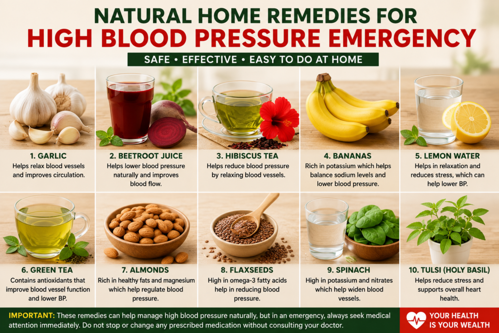 Natural home remedies for high blood pressure emergency.